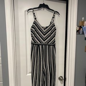 Black and White Striped Jumpsuit